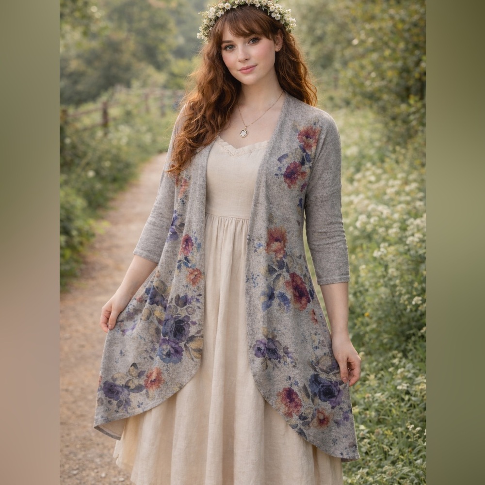 Live In The Moment Floral Lightweight CottageCore Open Front Cardigan
